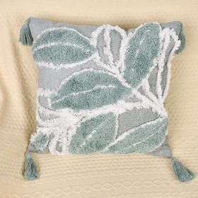 Throw Pillow Leaf Home Living Room Sofa Bed Cushion Tufted Throw Pillowcase (Option: Leaf light blue-45x45cm)