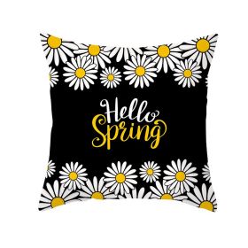 Modern Yellow Daisy Flower Cushion Cover Creative Letter Print Pillow Case (Option: TPR35517-45x45cm)