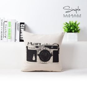 Vintage Camera Bicycle Cotton Linen Cushion (Option: C-43X43cm pillowcase)