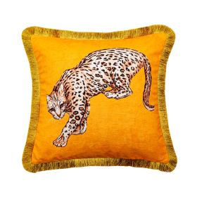 Fashion Leopard Sofa Waist Cushion Tide Brand Pillowcase (Option: YellowB-45X45cm-Pillowcase)