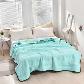 Pure Color Washed Air Conditioner Summer Cooling Thin Single Double Washable Quilt (Option: Water Green-200x230)