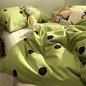 Green Polka Dot All Cotton Pure Cotton Artistic 15 M18 M Bed Four-piece Set (Option: Polka Dot Green-1.5m three piece suit)