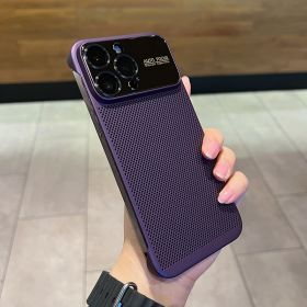 Phone Case Large Window Heat Dissipation Net Frameless (Option: Dark Purple-IPhone12Pro)